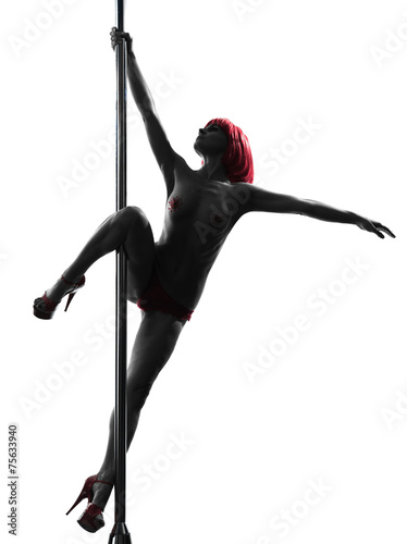 Obraz na plátně woman pole dancer silhouette
