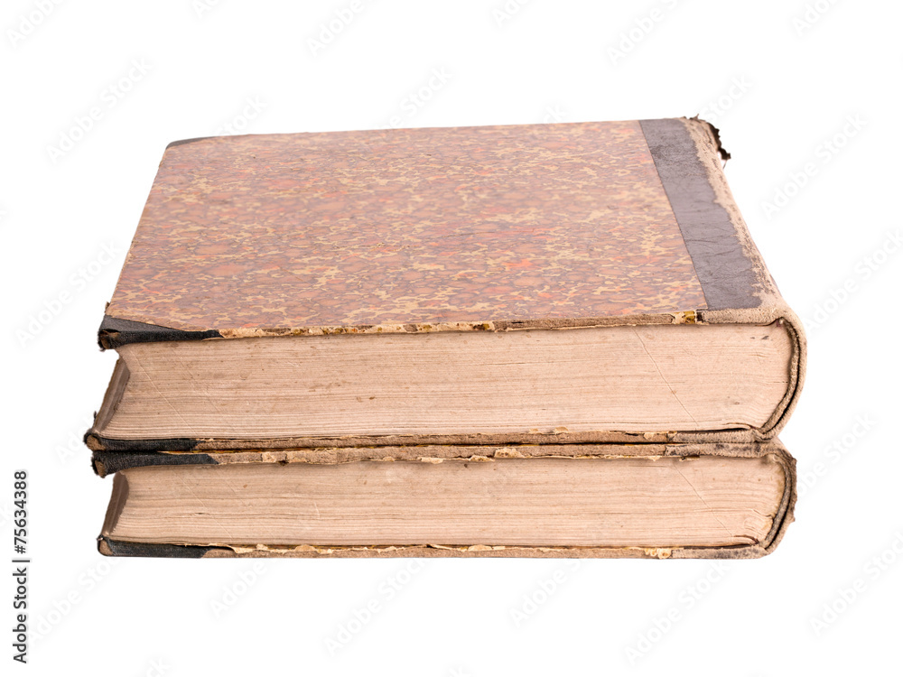 Obraz premium Two ancient books on a white background1