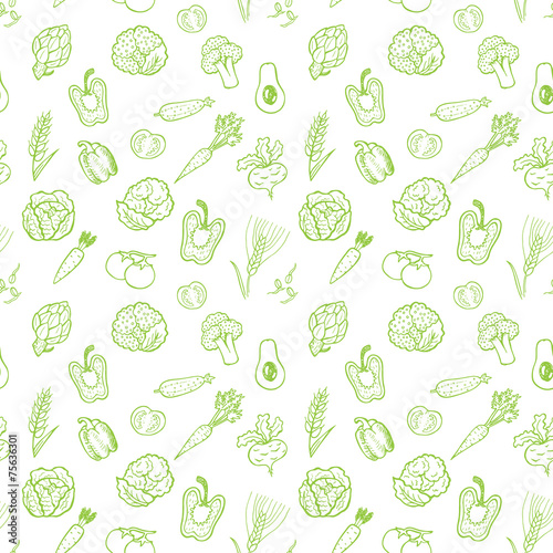 Hand drawn vegetable pattern.