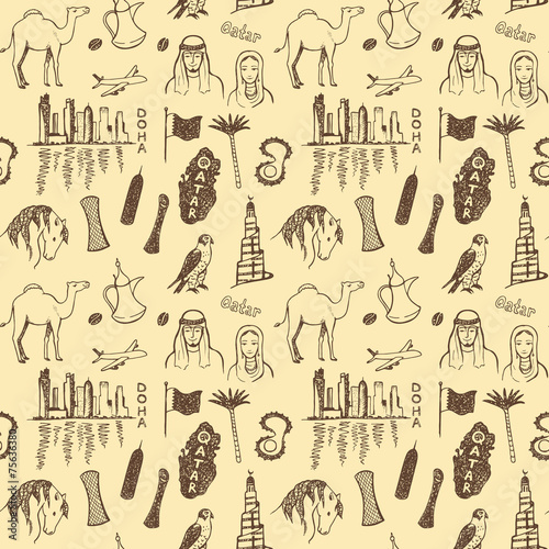 Qatar country. Hand drawn pattern.