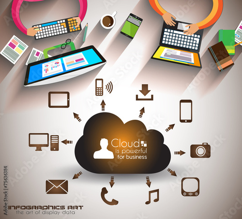 Infographic teamwork and brainstorming with Flat style