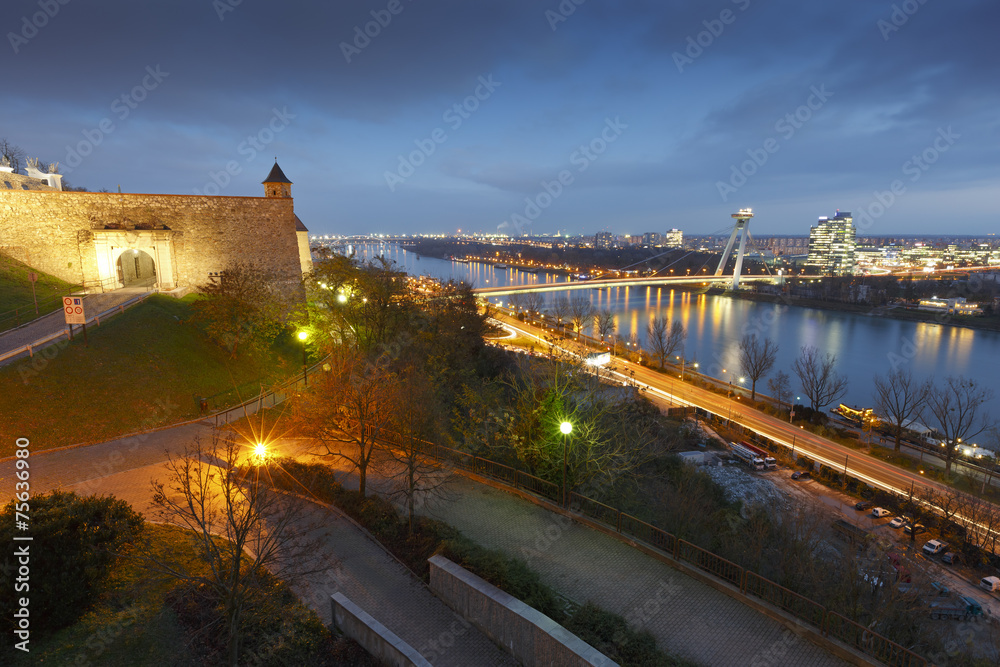 River Danube in the center of Bratislava, Slovakia.