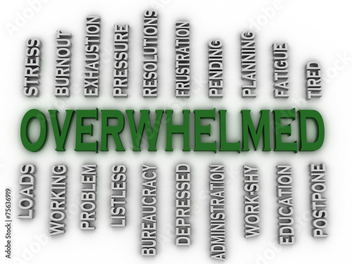 3d imagen Overwhelmed  issues concept word cloud background photo