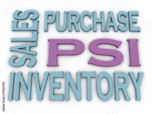 3d image PSI (Purchase, Sales and Inventory)  issues concept wor
