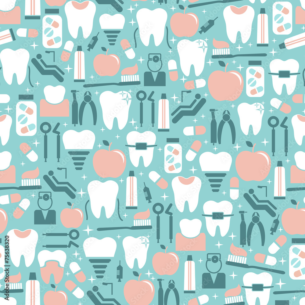 Fototapeta premium Dental Care Graphics on Blue Background