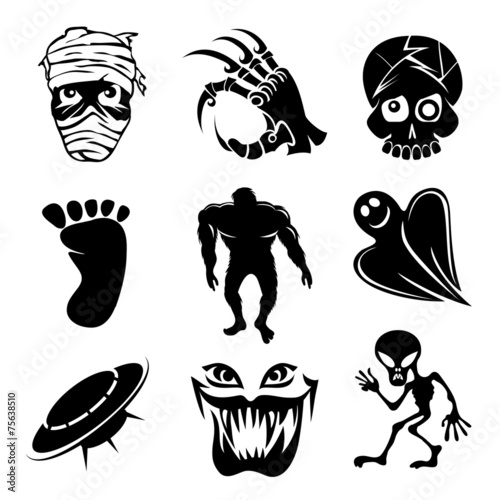 Set of ghost  ghouls and alien icons