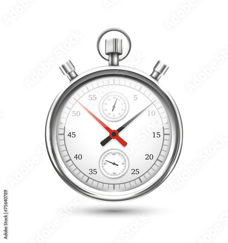 Silver Stopwatch Graphic Hovering on White