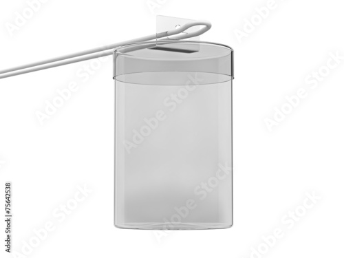 Transparent cylindrical box for goods at the hook
