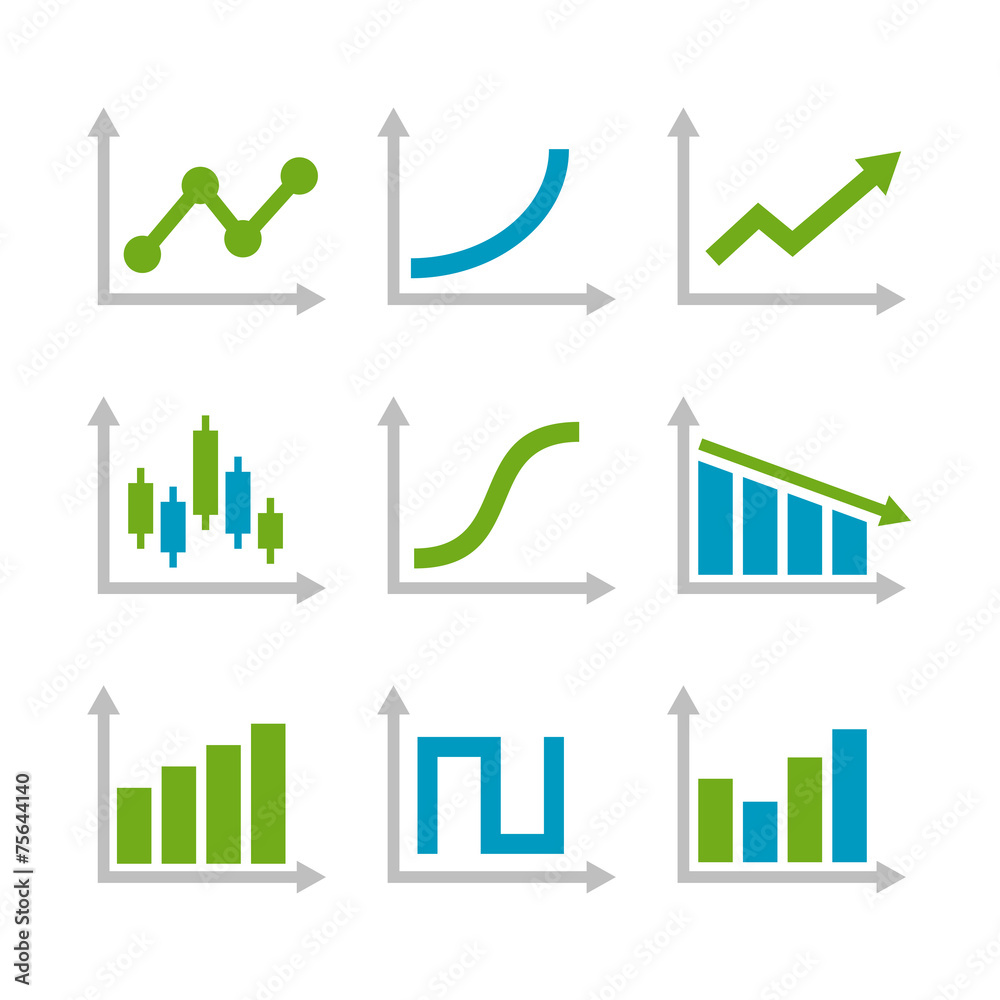 Color Graph Chart Icons Set. Vector