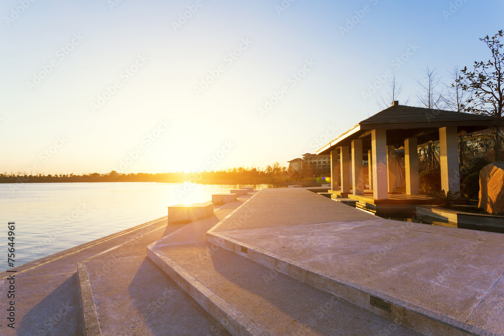 sunset skyline near resort lakeside sunset skyline near resort lakeside