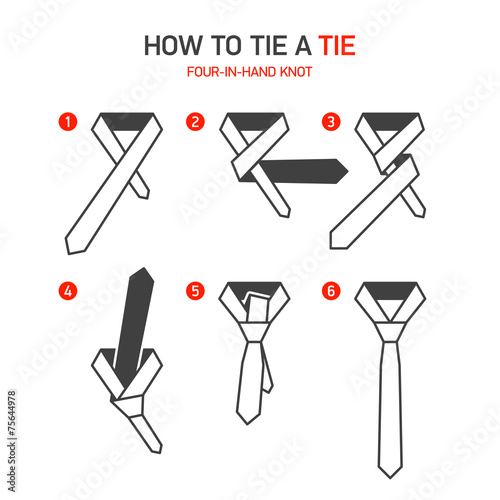 How to tie a tie instruction, Four-In-Hand knot