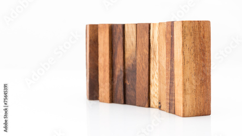 Blocks of wood isolated on white background.