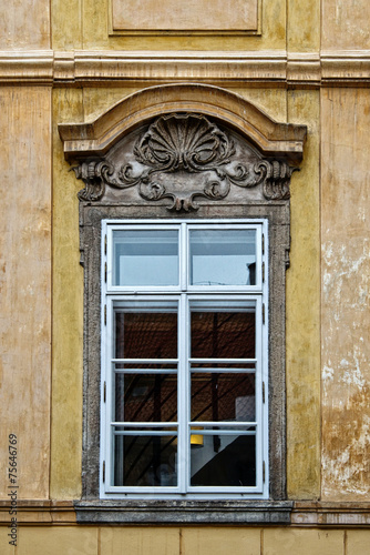Window with pediment in Prague, Czech Republic