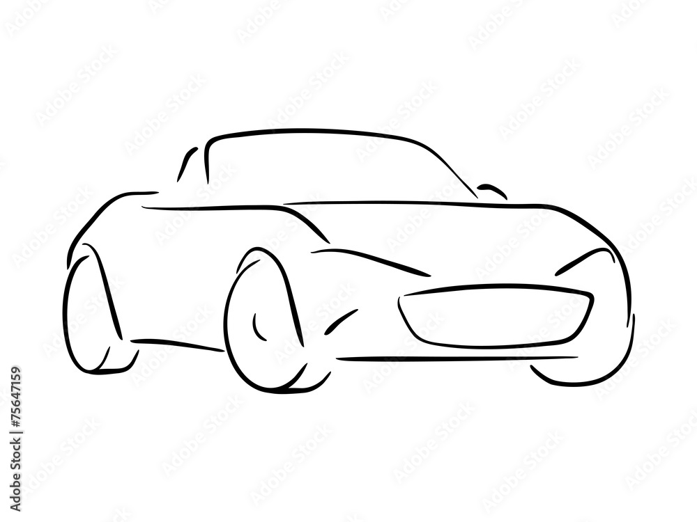 Vector sketch of a roadster sports car