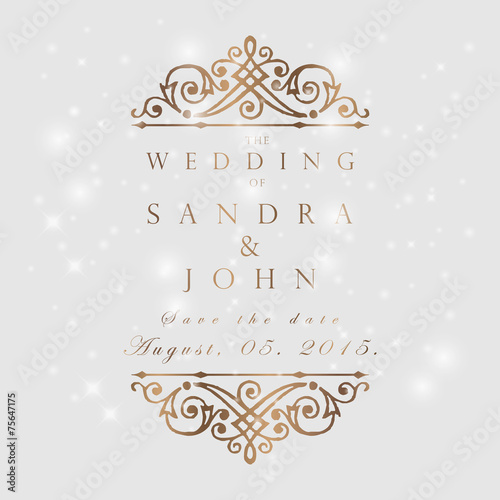 Wedding card or invitation with abstract floral background. Gree