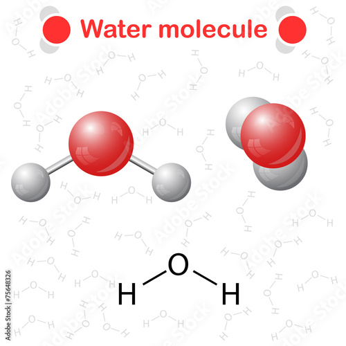 Water molecule: icon and chemical formula