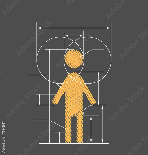Drawing symbolized human resource isolated on gray background