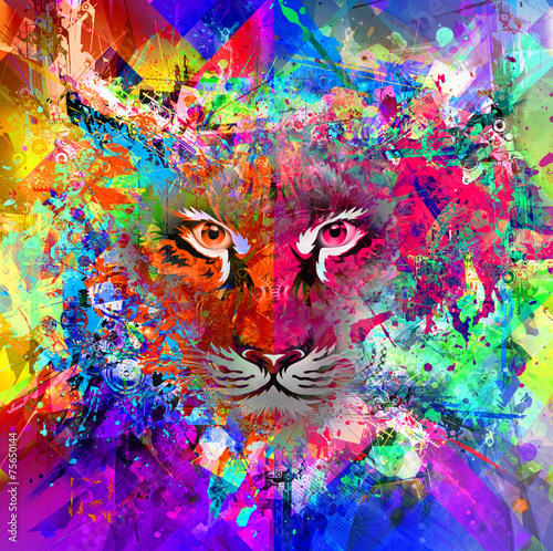 яркий абстрактный фон с тигром