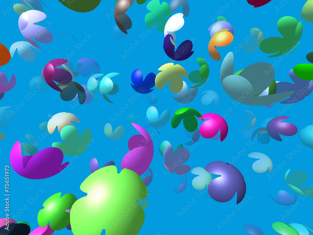 Flying flowers generated 3D background