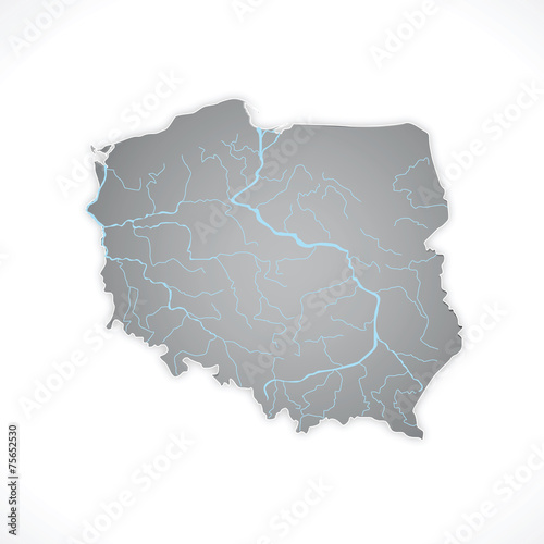Map of Poland 3D, polish rivers