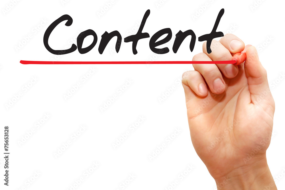 Hand writing Content with red marker, business concept Hand writing Content with red marker, business concept
