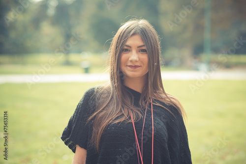 Obraz na plátně young beautiful brunette woman girl