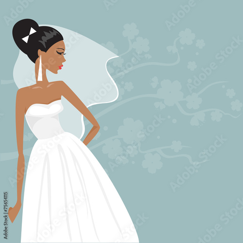 beautiful bride in a wedding dress. Vector illustration