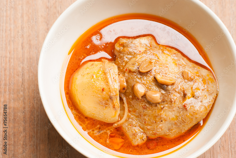 Muslim style chicken and potato curry or chicken mussaman Muslim style chicken and potato curry or chicken mussaman