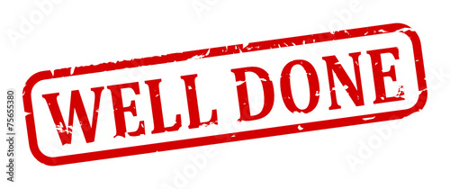 Red oval stamp with the words well done - vector svg