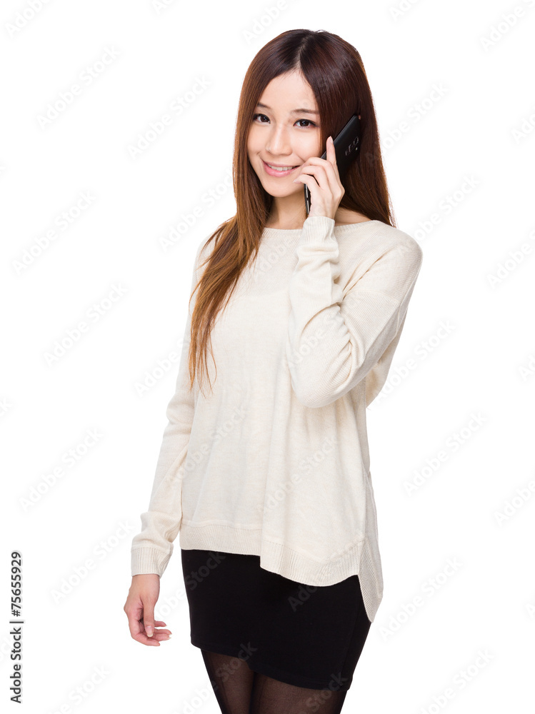 Woman talk to cellphone Woman talk to cellphone