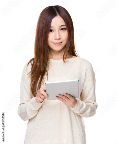 Asian Woman use of digital tablet