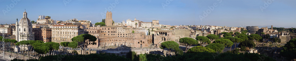 Panoramic view of the forum of Trajan in Rome Italy