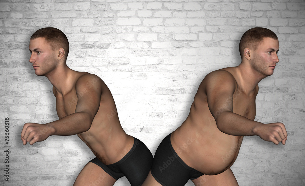 Obraz premium Human man slim and fat concept