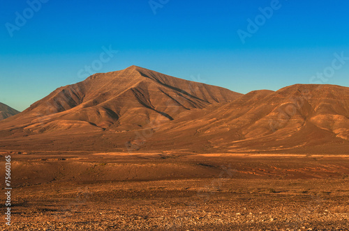 Desert Mountain Barren with Clear Blue Sky