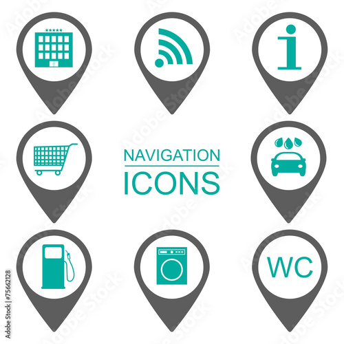 Navigation icons. Scope of services. Flat design. vector