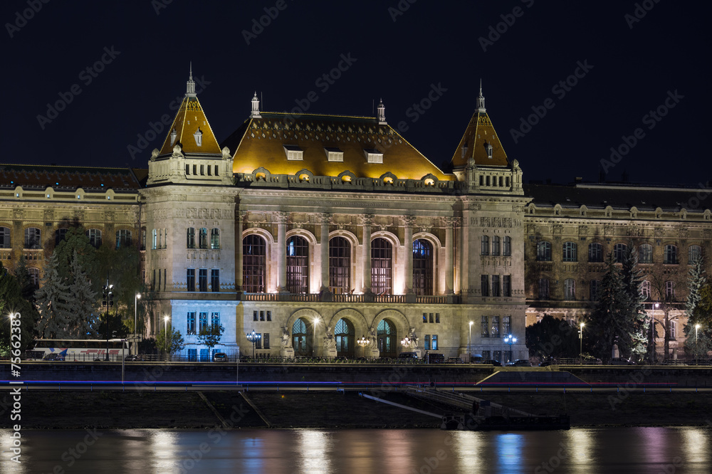 University at night in Budapest