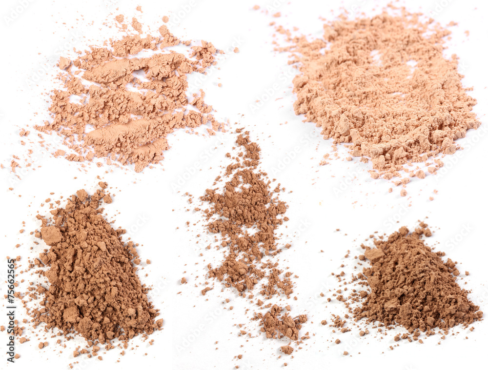 Close up of a make up powder on white background Close up of a make up powder on white background