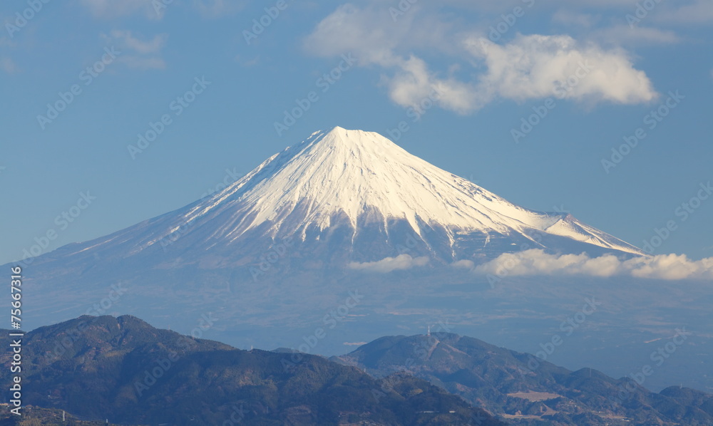 mountain Fuji and sea from Izu city Shizuoka prefecture , Japan