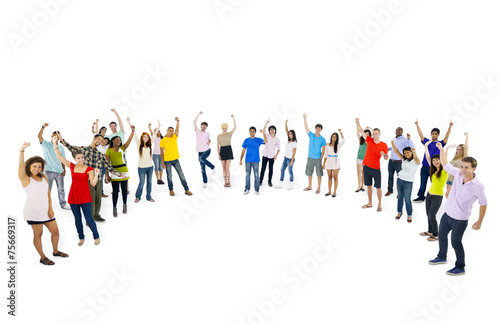 Multi-ethnic Group Young People Standing Curve Concept