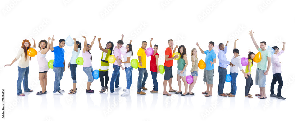 Fototapeta premium Large Group People Celebrating Team Togetherness Concept