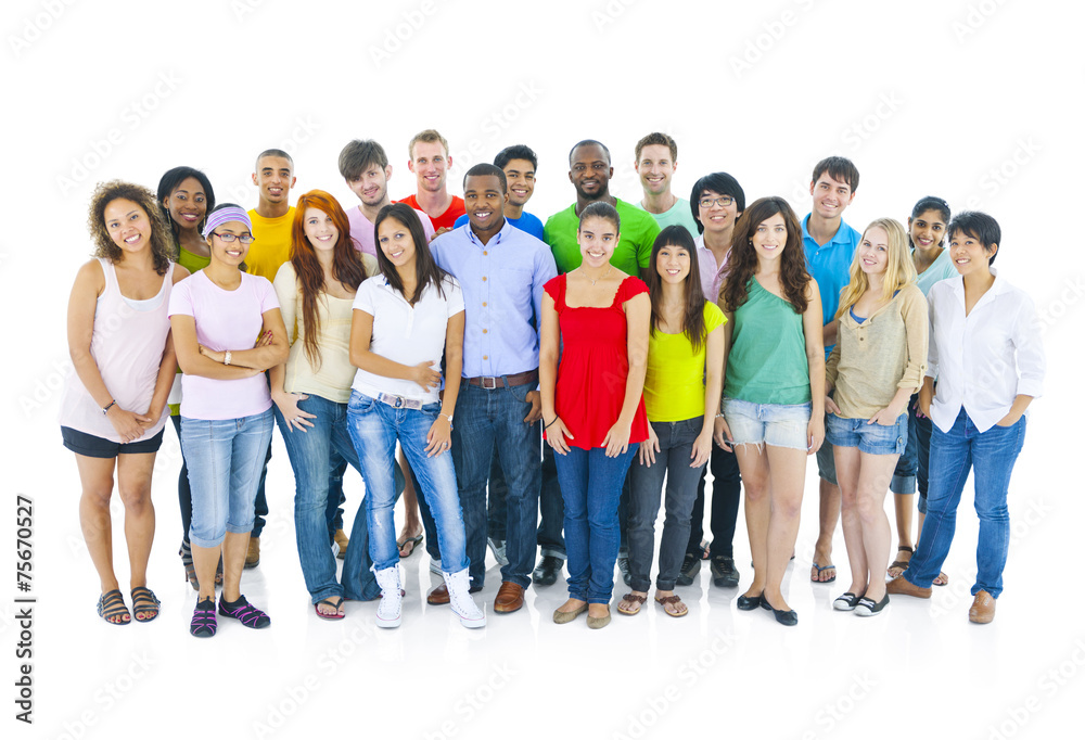 Large International Students Smiling Team Teamwork Concept