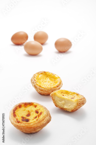 Egg tart on white background