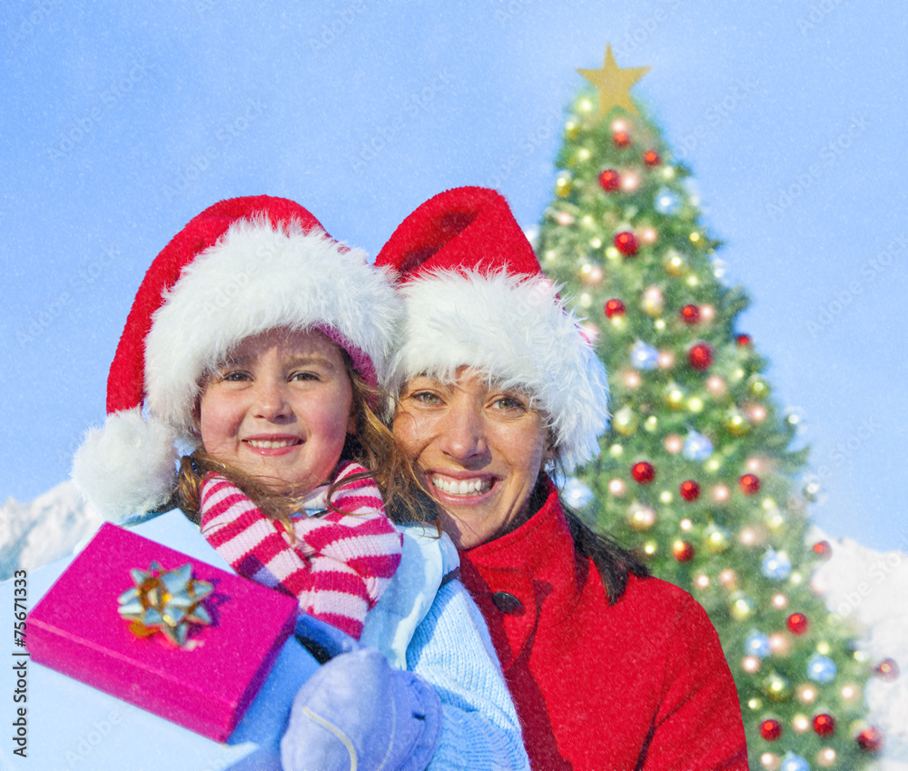 Mother and Daughter Having Fun at Christmas Concept Mother and Daughter Having Fun at Christmas Concept