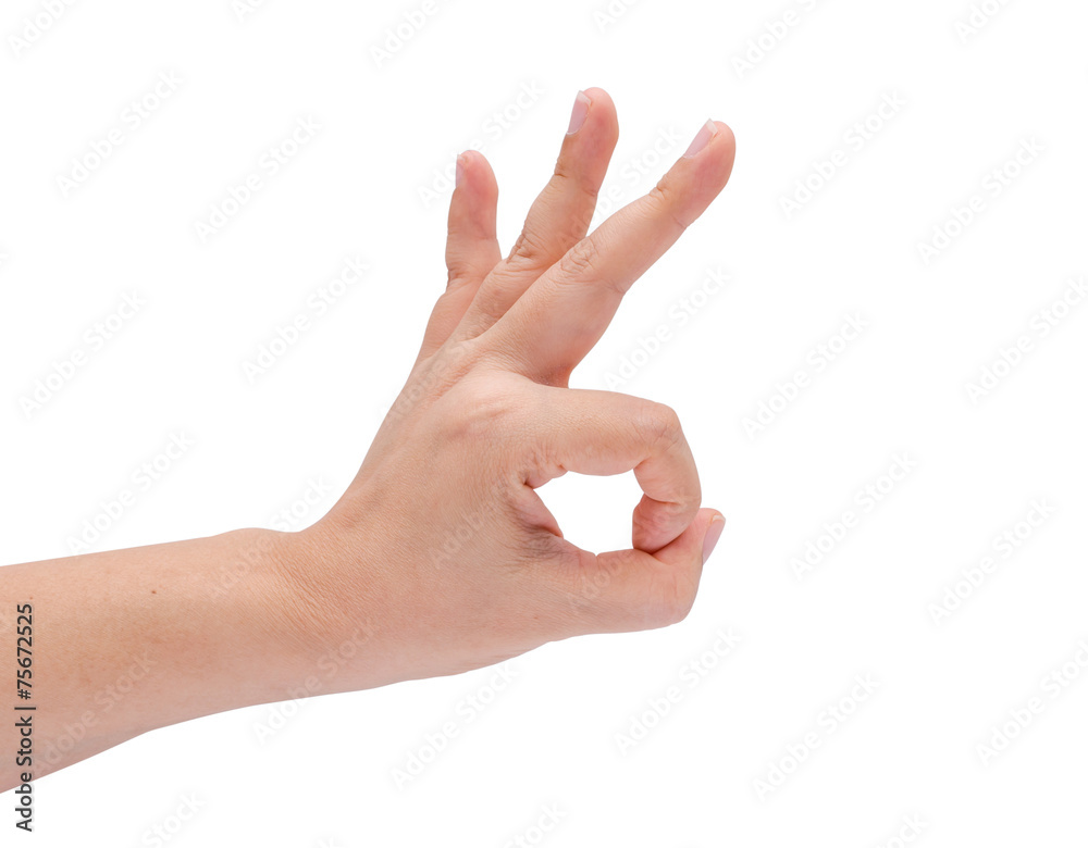 Ok. Gesture of the hand on white background Ok. Gesture of the hand on white background