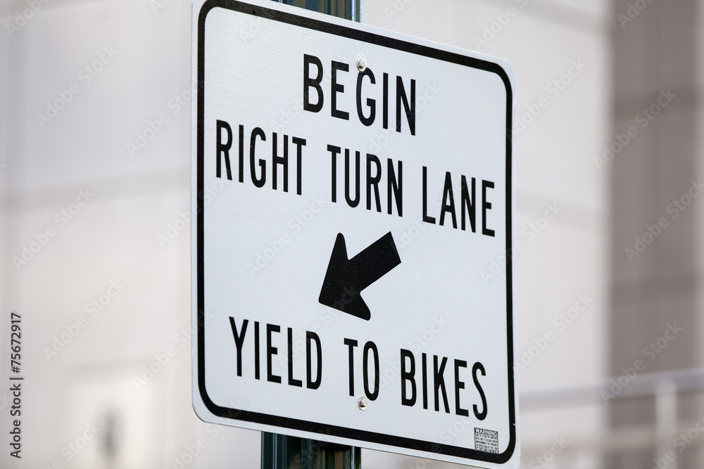 Right Turn Bike Lane Sign