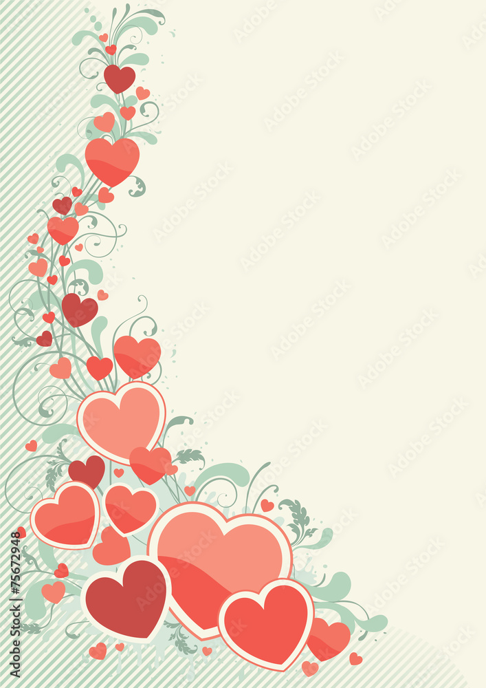 Abstract  vector Retro valentine background with  hearts