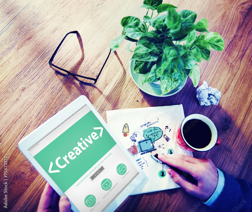 Naklejka premium Digital Online Creative Development Innovation Office Working
