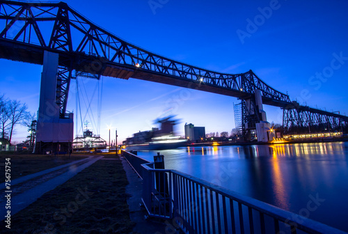 Railway bridge over Kiel canal in Rendsburg  Germany