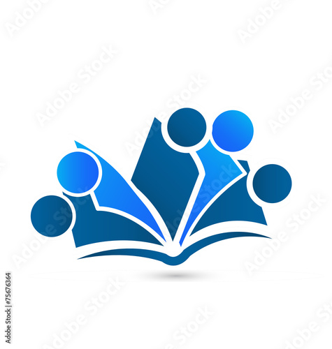Teamwork blue book logo vector