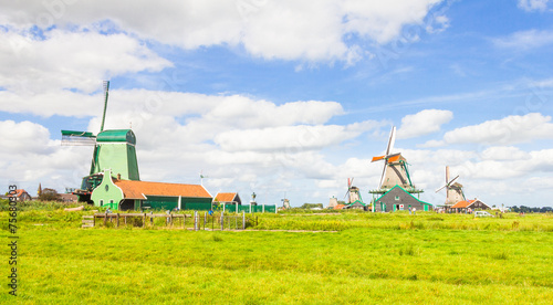 Landscape in The Netherlands with windmills photo